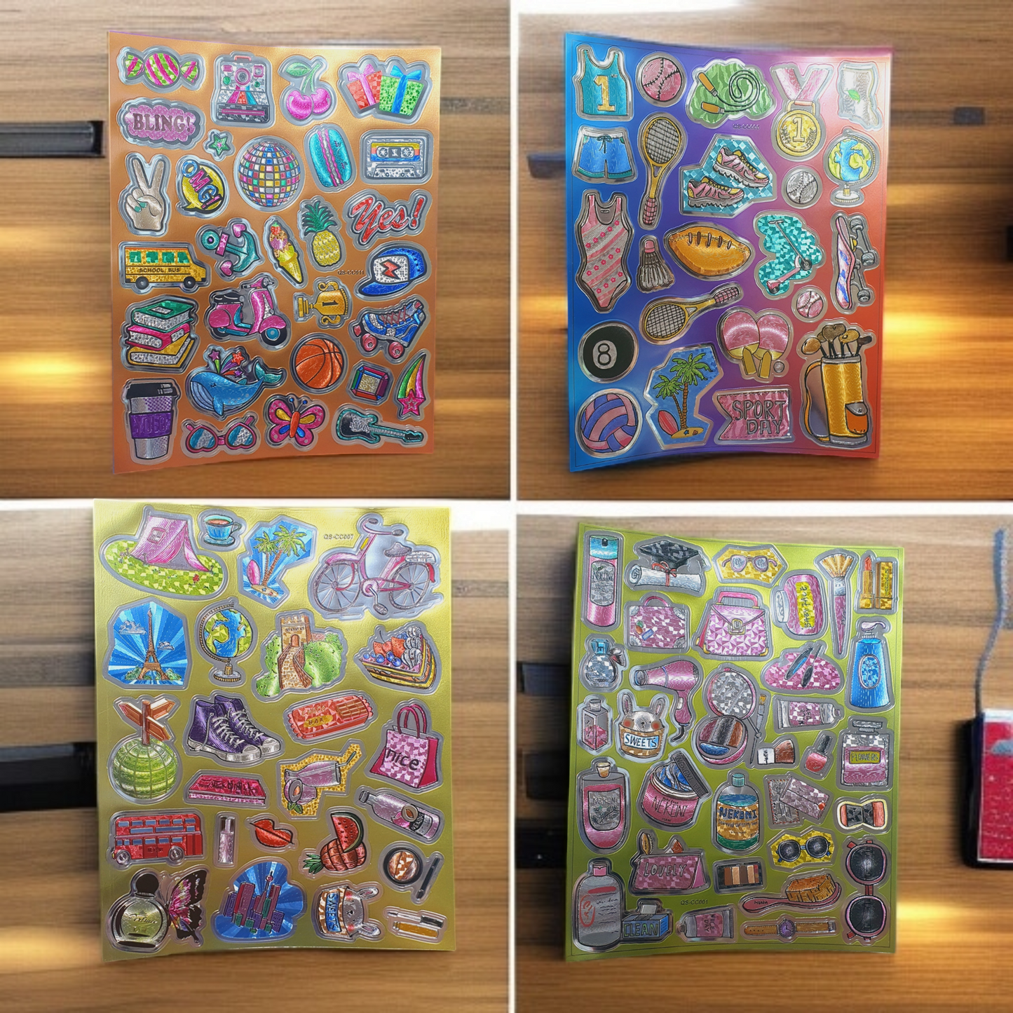 ملصقات معدنية ميتاليك بعدة رسومات